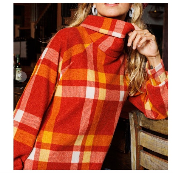 #11 Boho Beautiful Cowl Mock Neck Check Top - Picture 6 of 7